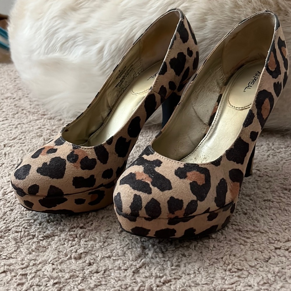Animal print platform heels size 8